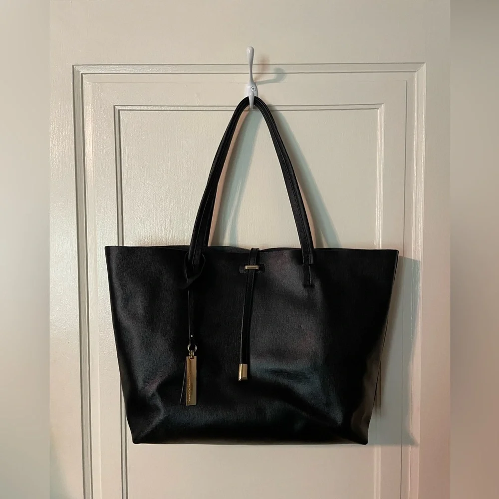Vince Camuto Black Leather Tote Bag - Picture 2 of 10